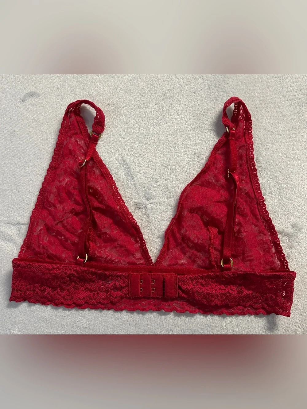 Y2K '09 VICTORIA'S SECRET women's red lace triangle bralette, M. - Picture 3 of 5